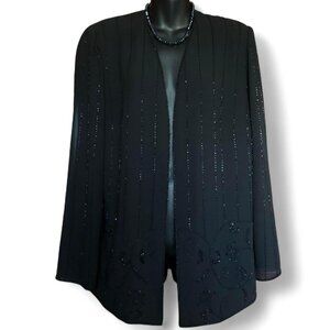 Vtg Black Whimsigoth Beaded Cardigan